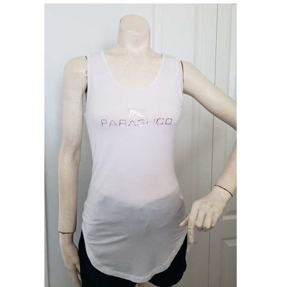 White Parasuco Tank top with silver  writing SMALL - Picture 2 of 9